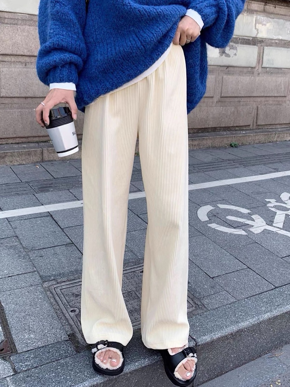Ribbed Cream Corduroy Pants